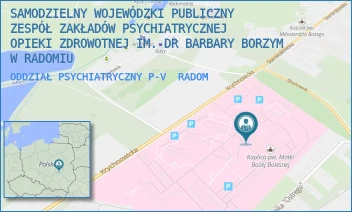 ODDZIAŁ PSYCHIATRYCZNY P-V - SAMODZIELNY WOJEWÓDZKI PUBLICZNY ZESPÓŁ ZAKŁADÓW PSYCHIATRYCZNEJ OPIEKI ZDROWOTNEJ IM. DR BARBARY BORZYM W RADOMIU - KRYCHNOWICKA 1,  RADOM