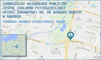 PORADNIA ZDROWIA PSYCHICZNEGO - SAMODZIELNY WOJEWÓDZKI PUBLICZNY ZESPÓŁ ZAKŁADÓW PSYCHIATRYCZNEJ OPIEKI ZDROWOTNEJ IM. DR BARBARY BORZYM W RADOMIU - REJA 30,  RADOM