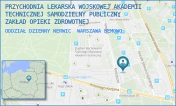 ODDZIAŁ DZIENNY NERWIC - PRZYCHODNIA LEKARSKA WOJSKOWEJ AKADEMII TECHNICZNEJ SAMODZIELNY PUBLICZNY ZAKŁAD OPIEKI ZDROWOTNEJ - KARTEZJUSZA 2,  WARSZAWA BEMOWO