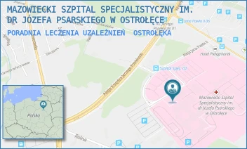 PORADNIA LECZENIA UZALEŻNIEŃ - MAZOWIECKI SZPITAL SPECJALISTYCZNY IM. DR JÓZEFA PSARSKIEGO W OSTROŁĘCE - JANA PAWŁA II 120A,  OSTROŁĘKA