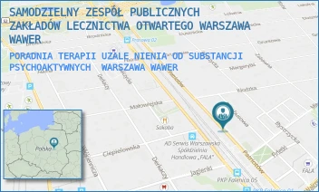 PORADNIA TERAPII UZALENIENIA OD SUBSTANCJI PSYCHOAKTYWNYCH - SAMODZIELNY ZESPÓŁ PUBLICZNYCH ZAKŁADÓW LECZNICTWA OTWARTEGO WARSZAWA WAWER - PATRIOTÓW 46/48,  WARSZAWA WAWER