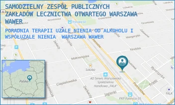 PORADNIA TERAPII UZALENIENIA OD ALKOHOLU I WSPÓŁUZALENIENIA - SAMODZIELNY ZESPÓŁ PUBLICZNYCH ZAKŁADÓW LECZNICTWA OTWARTEGO WARSZAWA WAWER - PATRIOTÓW 46/48,  WARSZAWA WAWER