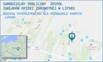 ODDZIAŁ PSYCHIATRYCZNY DLA PRZEWLEKLE CHORYCH - SAMODZIELNY PUBLICZNY  ZESPÓŁ ZAKŁADÓW OPIEKI ZDROWOTNEJ W LIPSKU - RAFAŁA CZERWIAKOWSKIEGO 1,  LIPSKO