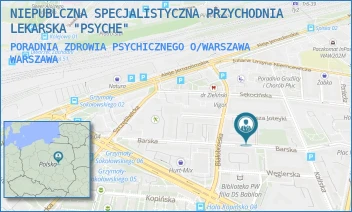 PORADNIA ZDROWIA PSYCHICZNEGO O/WARSZAWA - NIEPUBLCZNA SPECJALISTYCZNA PRZYCHODNIA LEKARSKA "PSYCHE" - BARSKA 16/22,  WARSZAWA