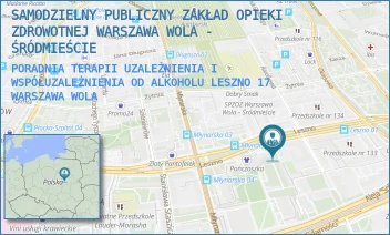 PORADNIA TERAPII UZALEŻNIENIA I WSPÓŁUZALEŻNIENIA OD ALKOHOLU LESZNO 17 - SAMODZIELNY PUBLICZNY ZAKŁAD OPIEKI ZDROWOTNEJ WARSZAWA WOLA - ŚRÓDMIEŚCIE - LESZNO 17,  WARSZAWA WOLA