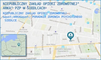 NIEPUBLICZNY ZAKŁAD OPIEKI ZDROWOTNEJ "ARKA" PORADNIA ZDROWIA PSYCHICZNEGO - NIEPUBLICZNY ZAKŁAD OPIEKI ZDROWOTNEJ" ARKA" - MYLNA 3,  SIEDLCE