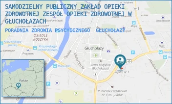 PORADNIA ZDROWIA PSYCHICZNEGO - SAMODZIELNY PUBLICZNY ZAKŁAD OPIEKI ZDROWOTNEJ ZESPÓŁ OPIEKI ZDROWOTNEJ W GŁUCHOŁAZACH - UL. CURIE-SKŁODOWSKIEJ 16,  GŁUCHOŁAZY