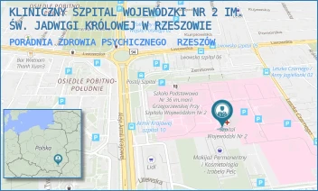 PORADNIA ZDROWIA PSYCHICZNEGO - KLINICZNY SZPITAL WOJEWÓDZKI NR 2 IM. ŚW. JADWIGI KRÓLOWEJ W RZESZOWIE - UL. LWOWSKA 60,  RZESZÓW