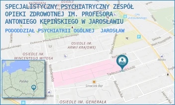 PODODDZIAŁ PSYCHIATRII OGÓLNEJ - SPECJALISTYCZNY PSYCHIATRYCZNY ZESPÓŁ OPIEKI ZDROWOTNEJ IM. PROFESORA ANTONIEGO KĘPIŃSKIEGO W JAROSŁAWIU - UL. TADEUSZA KOŚCIUSZKI 18,  JAROSŁAW