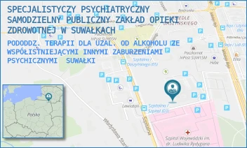 PODODDZ. TERAPII DLA UZAL. OD ALKOHOLU ZE WSPÓŁISTNIEJĄCYMI INNYMI ZABURZENIAMI PSYCHICZNYMI - SPECJALISTYCZY PSYCHIATRYCZNY SAMODZIELNY PUBLICZNY ZAKŁAD OPIEKI ZDROWOTNEJ W SUWAŁKACH - SZPITALNA 62,  SUWAŁKI