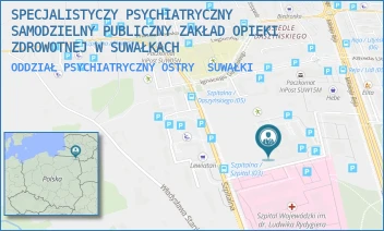 ODDZIAŁ PSYCHIATRYCZNY OSTRY - SPECJALISTYCZY PSYCHIATRYCZNY SAMODZIELNY PUBLICZNY ZAKŁAD OPIEKI ZDROWOTNEJ W SUWAŁKACH - SZPITALNA 62,  SUWAŁKI