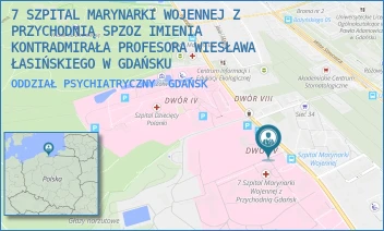 ODDZIAŁ PSYCHIATRYCZNY - 7 SZPITAL MARYNARKI WOJENNEJ Z PRZYCHODNIĄ SPZOZ IMIENIA KONTRADMIRAŁA PROFESORA WIESŁAWA ŁASIŃSKIEGO W GDAŃSKU - UL. POLANKI 117,  GDAŃSK