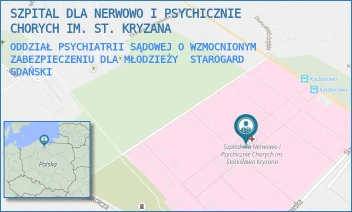 ODDZIAŁ PSYCHIATRII SĄDOWEJ O WZMOCNIONYM ZABEZPIECZENIU DLA MŁODZIEŻY - SZPITAL DLA NERWOWO I PSYCHICZNIE CHORYCH IM. ST. KRYZANA - UL. SKARSZEWSKA 7,  STAROGARD GDAŃSKI