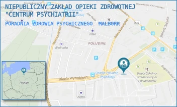PORADNIA ZDROWIA PSYCHICZNEGO - NIEPUBLICZNY ZAKŁAD OPIEKI ZDROWOTNEJ "CENTRUM PSYCHIATRII" - UL. JÓZEFA WYBICKIEGO 12/1,  MALBORK