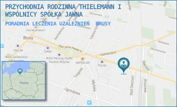PORADNIA LECZENIA UZALEŻNIEŃ - PRZYCHODNIA RODZINNA THIELEMANN I WSPÓLNICY SPÓŁKA Z OGRANICZONĄ ODPOWIEDZIALNOŚCIĄ - UL. DWORCOWA 24,  BRUSY
