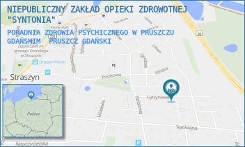 PORADNIA ZDROWIA PSYCHICZNEGO W PRUSZCZU GDAŃSKIM - NIEPUBLICZNY ZAKŁAD OPIEKI ZDROWOTNEJ "SYNTONIA" - UL. CYPRYSOWA 2F/9, 10,  PRUSZCZ GDAŃSKI