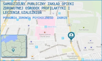 PORADNIA ZDROWIA PSYCHICZNEGO - SAMODZIELNY PUBLICZNY ZAKŁAD OPIEKI ZDROWOTNEJ OŚRODEK PROFILAKTYKI I LECZENIA UZALEŻNIEŃ - PARK HUTNICZY 6,  ZABRZE
