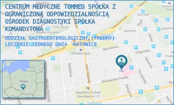 ODDZIAŁ GASTROENTEROLOGICZNY (FREDRY) LECZENIE JEDNEGO DNIA - CENTRUM MEDYCZNE TOMMED SPÓŁKA Z OGRANICZONĄ ODPOWIEDZIALNOŚCIĄ OŚRODEK DIAGNOSTYKI SPÓŁKA KOMANDYTOWA - UL. ALEKSANDRA FREDRY 22,  KATOWICE