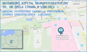 ODDZIAŁ PSYCHIATRII SĄDOWEJ O PODSTAWOWYM STOPNIU ZABEZPIECZENIA - WOJEWÓDZKI SZPITAL NEUROPSYCHIATRYCZNY IM. DR EMILA CYRANA W LUBLIŃCU - UL. GRUNWALDZKA 48,  LUBLINIEC