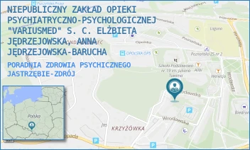PORADNIA ZDROWIA PSYCHICZNEGO - NIEPUBLICZNY ZAKŁAD OPIEKI PSYCHIATRYCZNO-PSYCHOLOGICZNEJ "VARIUSMED" S. C. E. JĘDRZEJOWSKA, A. JĘDRZEJOWSKA-BARUCHA, P. BARUCHA - UL. WROCŁAWSKA 12,  JASTRZĘBIE-ZDRÓJ