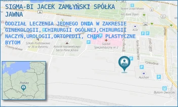 ODDZIAŁ LECZENIA JEDNEGO DNIA W ZAKRESIE GINEKOLOGII, CHIRURGII OGÓLNEJ,CHIRURGII NACZYŃ,UROLOGII,ORTOPEDII, CHIR. PLASTYCZNE - SIGMA-BI JACEK ZAMŁYŃSKI SPÓŁKA JAWNA - CHRZANOWSKIEGO 23,  BYTOM