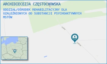 ODDZIAŁ/OŚRODEK REHABILITACYJNY DLA UZALEŻNIONYCH OD SUBSTANCJI PSYCHOAKTYWNYCH - ARCHIDIECEZJA CZĘSTOCHOWSKA - UL. LEŚNA 13/14,  MSTÓW