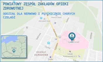 ODDZIAŁ DLA NERWOWO I PSYCHICZNIE CHORYCH - ZAGŁĘBIOWSKI SZPITAL KLINICZNY - UL. SZPITALNA 40,  CZELADŹ