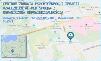 ODDZIAŁ DZIENNY PSYCHIATRYCZNY - CENTRUM ZDROWIA PSYCHICZNEGO I TERAPII UZALEŻNIEŃ AL-MED SPÓŁKA Z OGRANICZONA ODPOWIEDZIALNOŚCIĄ - RADLIŃSKA 16,  WODZISŁAW ŚLĄSKI