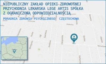 PORADNIA ZDROWIA PSYCHICZNEGO - NIEPUBLICZNY ZAKŁAD OPIEKI ZDROWOTNEJ PRZYCHODNIA LEKARSKA LEGE ARTIS SPÓŁKA Z OGRANICZONĄ ODPOWIEDZIALNOŚCIĄ - KUTNOWSKA 4,  CZĘSTOCHOWA