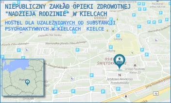 HOSTEL DLA UZALEŻNIONYCH OD SUBSTANCJI PSYCHOAKTYWNYCH W KIELCACH - NIEPUBLICZNY ZAKŁAD OPIEKI ZDROWOTNEJ "NADZIEJA RODZINIE" W KIELCACH - JANA NOWAKA JEZIORAŃSKIEGO 75,  KIELCE