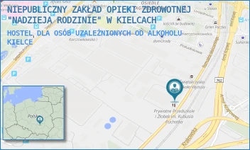 HOSTEL DLA OSÓB UZALEŻNIONYCH OD ALKOHOLU - NIEPUBLICZNY ZAKŁAD OPIEKI ZDROWOTNEJ "NADZIEJA RODZINIE" W KIELCACH - ROMUALDA MIELCZARSKIEGO 45,  KIELCE