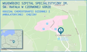ODDZIAŁ CHEMIOTERAPII DZIENNEJ I AMBULATORYJNEJ - WOJEWÓDZKI SZPITAL SPECJALISTYCZNY IM. ŚW. RAFAŁA W CZERWONEJ GÓRZE - CZERWONA GÓRA 10,  CHĘCINY