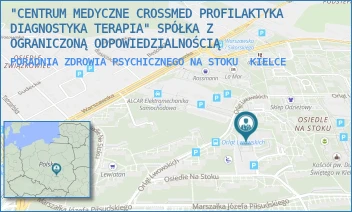 PORADNIA ZDROWIA PSYCHICZNEGO NA STOKU - "CENTRUM MEDYCZNE CROSSMED PROFILAKTYKA DIAGNOSTYKA TERAPIA" SPÓŁKA Z OGRANICZONĄ ODPOWIEDZIALNOŚCIĄ - OS. NA STOKU 63A,  KIELCE