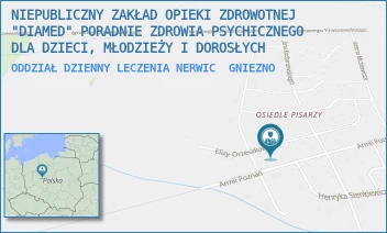 ODDZIAŁ DZIENNY LECZENIA NERWIC - NIEPUBLICZNY ZAKŁAD OPIEKI ZDROWOTNEJ "DIAMED" PORADNIE ZDROWIA PSYCHICZNEGO DLA DZIECI, MŁODZIEŻY I DOROSŁYCH - ELIZY ORZESZKOWEJ 29C,  GNIEZNO