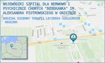 ODDZIAŁ DZIENNY TERAPII LECZENIA UZALEŻNIEŃ - WOJEWÓDZKI SZPITAL DLA NERWOWO I PSYCHICZNIE CHORYCH "DZIEKANKA" IM. ALEKSANDRA PIOTROWSKIEGO W GNIEŹNIE - POZNAŃSKA 15,  GNIEZNO