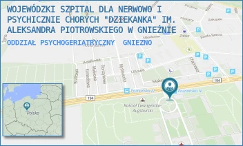 ODDZIAŁ PSYCHOGERIATRYCZNY - WOJEWÓDZKI SZPITAL DLA NERWOWO I PSYCHICZNIE CHORYCH "DZIEKANKA" IM. ALEKSANDRA PIOTROWSKIEGO W GNIEŹNIE - POZNAŃSKA 15,  GNIEZNO