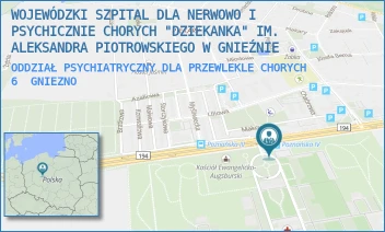 ODDZIAŁ PSYCHIATRYCZNY DLA PRZEWLEKLE CHORYCH 6 - WOJEWÓDZKI SZPITAL DLA NERWOWO I PSYCHICZNIE CHORYCH "DZIEKANKA" IM. ALEKSANDRA PIOTROWSKIEGO W GNIEŹNIE - POZNAŃSKA 15,  GNIEZNO