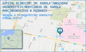 ODDZIAŁ A PSYCHIATRYCZNY DOROSŁYCH - SZPITAL KLINICZNY IM. KAROLA JONSCHERA UNIWERSYTETU MEDYCZNEGO IM. KAROLA MARCINKOWSKIEGO W POZNANIU - SZPITALNA 27/33,  POZNAŃ-JEŻYCE