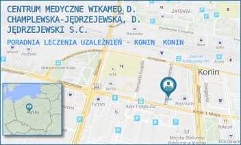 PORADNIA LECZENIA UZALEŻNIEŃ - KONIN - CENTRUM MEDYCZNE WIKAMED D. CHAMPLEWSKA-JĘDRZEJEWSKA, D. JĘDRZEJEWSKI S.C. - POWSTAŃCÓW STYCZNIOWYCH 2/98,  KONIN