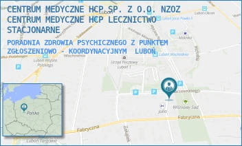 PORADNIA ZDROWIA PSYCHICZNEGO Z PUNKTEM ZGŁOSZENIOWO - KOORDYNACYJNYM - CENTRUM MEDYCZNE HCP SPÓŁKA Z O.O. NZOZ CENTRUM MEDYCZNE HCP LECZNICTWO AMBULATORYJNE - KONARZEWSKIEGO 28A,  LUBOŃ