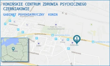 GABINET PSYCHIATRYCZNY - KONIŃSKIE CENTRUM ZDROWIA PSYCHICZNEGO CZERNIAKOWIE - SPÓŁDZIECÓW 27,  KONIN