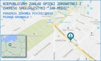 PORADNIA ZDROWIA PSYCHICZNEGO - NIEPUBLICZNY ZAKŁAD OPIEKI ZDROWOTNEJ Z ZAKRESU SPECJALISTYKI "JAN-MEDIC" - ŚCIEGIENNEGO 22,  POZNAŃ-GRUNWALD