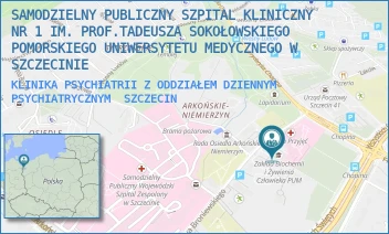 KLINIKA PSYCHIATRII Z ODDZIAŁEM DZIENNYM PSYCHIATRYCZNYM - UNIWERSYTECKI SZPITAL KLINICZNY NR 1 IM. PROF. TADEUSZA SOKOŁOWSKIEGO PUM W SZCZECINIE - BRONIEWSKIEGO 24/26,  SZCZECIN
