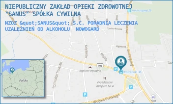 NZOZ "SANUS" S.C. PORADNIA LECZENIA UZALEŻNIEŃ OD ALKOHOLU - NIEPUBLICZNY ZAKŁAD OPIEKI ZDROWOTNEJ "SANUS" SPÓŁKA CYWILNA - KOŚCIUSZKI 36,  NOWOGARD