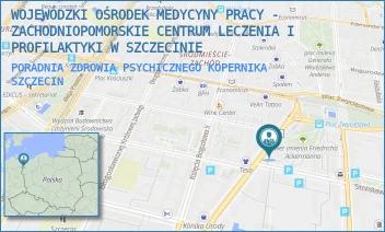 PORADNIA ZDROWIA PSYCHICZNEGO KOPERNIKA - WOJEWÓDZKI OŚRODEK MEDYCYNY PRACY - ZACHODNIOPOMORSKIE CENTRUM LECZENIA I PROFILAKTYKI W SZCZECINIE - KOPERNIKA 18,  SZCZECIN