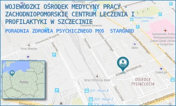 PORADNIA ZDROWIA PSYCHICZNEGO PK6 - WOJEWÓDZKI OŚRODEK MEDYCYNY PRACY - ZACHODNIOPOMORSKIE CENTRUM LECZENIA I PROFILAKTYKI W SZCZECINIE - MICKIEWICZA 18,  STARGARD