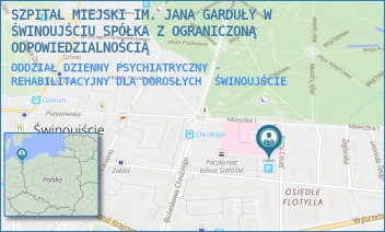 ODDZIAŁ DZIENNY PSYCHIATRYCZNY - REHABILITACYJNY DLA DOROSŁYCH - SZPITAL MIEJSKI IM. JANA GARDUŁY W ŚWINOUJŚCIU SPÓŁKA Z OGRANICZONĄ ODPOWIEDZIALNOŚCIĄ - JANA Z KOLNA 12,  ŚWINOUJŚCIE