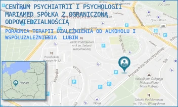 PORADNIA TERAPII UZALEŻNIENIA OD ALKOHOLU I WSPÓŁUZALEŻNIENIA - CENTRUM PSYCHIATRII I PSYCHOLOGII MARIAMED SPÓŁKA Z OGRANICZONĄ ODPOWIEDZIALNOŚCIĄ - UL. PRYMASA POLSKI STEFANA WYSZYŃSKIEGO 6,  LUBIN