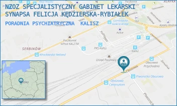 PORADNIA PSYCHIATRYCZNA - NZOZ SPECJALISTYCZNY GABINET LEKARSKI SYNAPSA FELICJA KĘDZIERSKA-RYBIAŁEK - OBOZOWA 1,  KALISZ