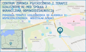 PORADNIA TERAPII UZALEŻNIENIA OD ALKOHOLU I WSPÓŁUZALEŻNIENIA - CENTRUM ZDROWIA PSYCHICZNEGO I TERAPII UZALEŻNIEŃ AL-MED SPÓŁKA Z OGRANICZONĄ ODPOWIEDZIALNOŚCIĄ - UL. RADLIŃSKA 16,  WODZISŁAW ŚLĄSKI